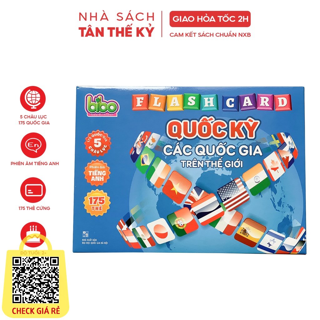 Bộ thẻ Flashcard Việt Hà quốc kỳ các quốc gia trên thế giới song ngữ Việt Anh