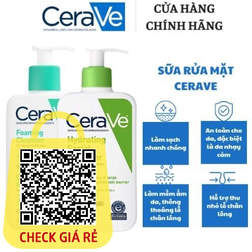 ̣̣̣[Chinh Hang] Sua Rua Mat CeraVe Hydrating - Foaming Cleanser Danh Cho Da Dau Mun - Kho - Nhay Cam Size 236ml.