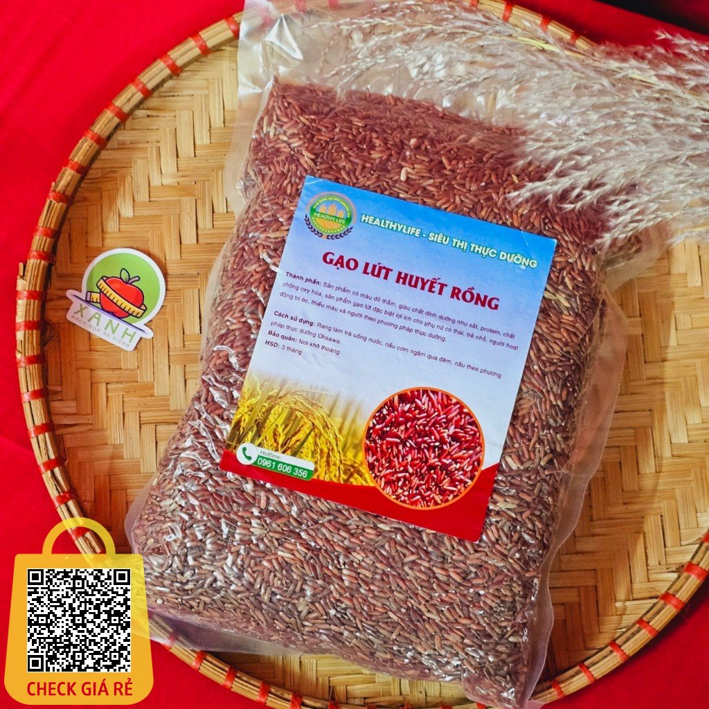 Gạo lứt đỏ huyết rồng loại ngon túi 1kg 100% hữu cơ phù hợp cho người ăn chay, ăn kiêng, healthy - Sạch Sành Xanh