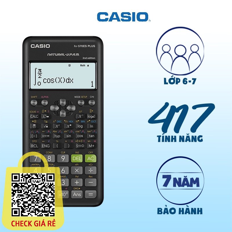 Máy tính Casio fx 570es plus new 2nd - bảo hành 1 năm - lỗi đổi mới - Rẻ Vô Địch