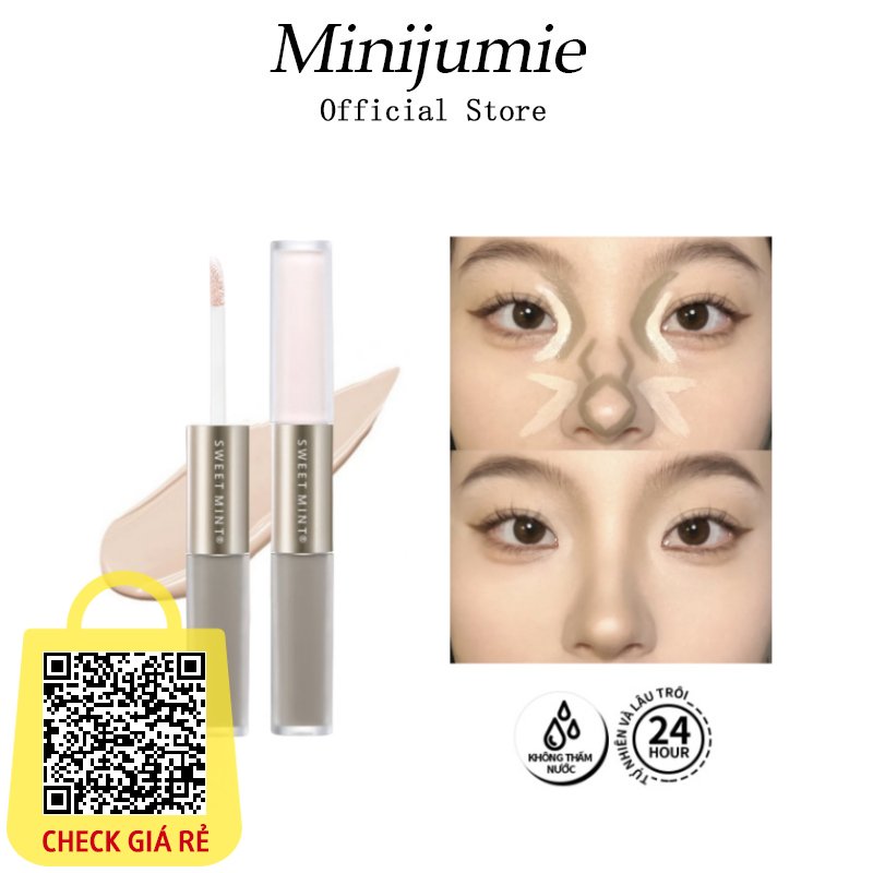 Minijumie (Rẻ Vô Địch)Bút Tạo Khối Và Che Khuyết Điểm 2 Đầu SWEET MINT Contour & Hi-light Stick