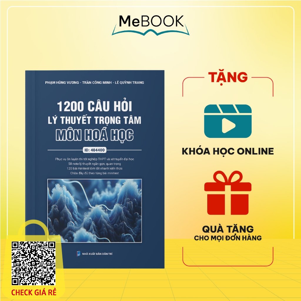 Sách 1200 câu hỏi lý thuyết trọng tâm môn Hoá học ôn thi THPT và luyện thi đánh giá năng lực 2024 | Me Book