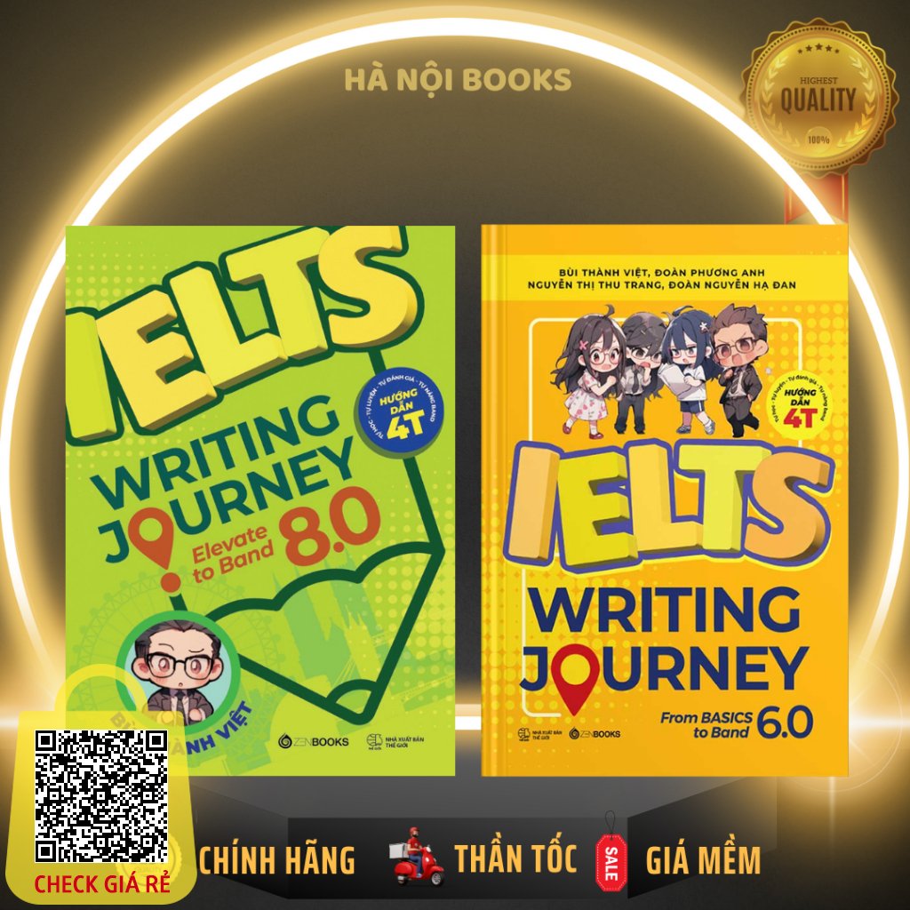 Sach Bo 2 cuon IELTS Writing Journey Elevate To Band 8.0 + IELTS Writing Journey From Basics To Band 6.0 (Le tuy chon)