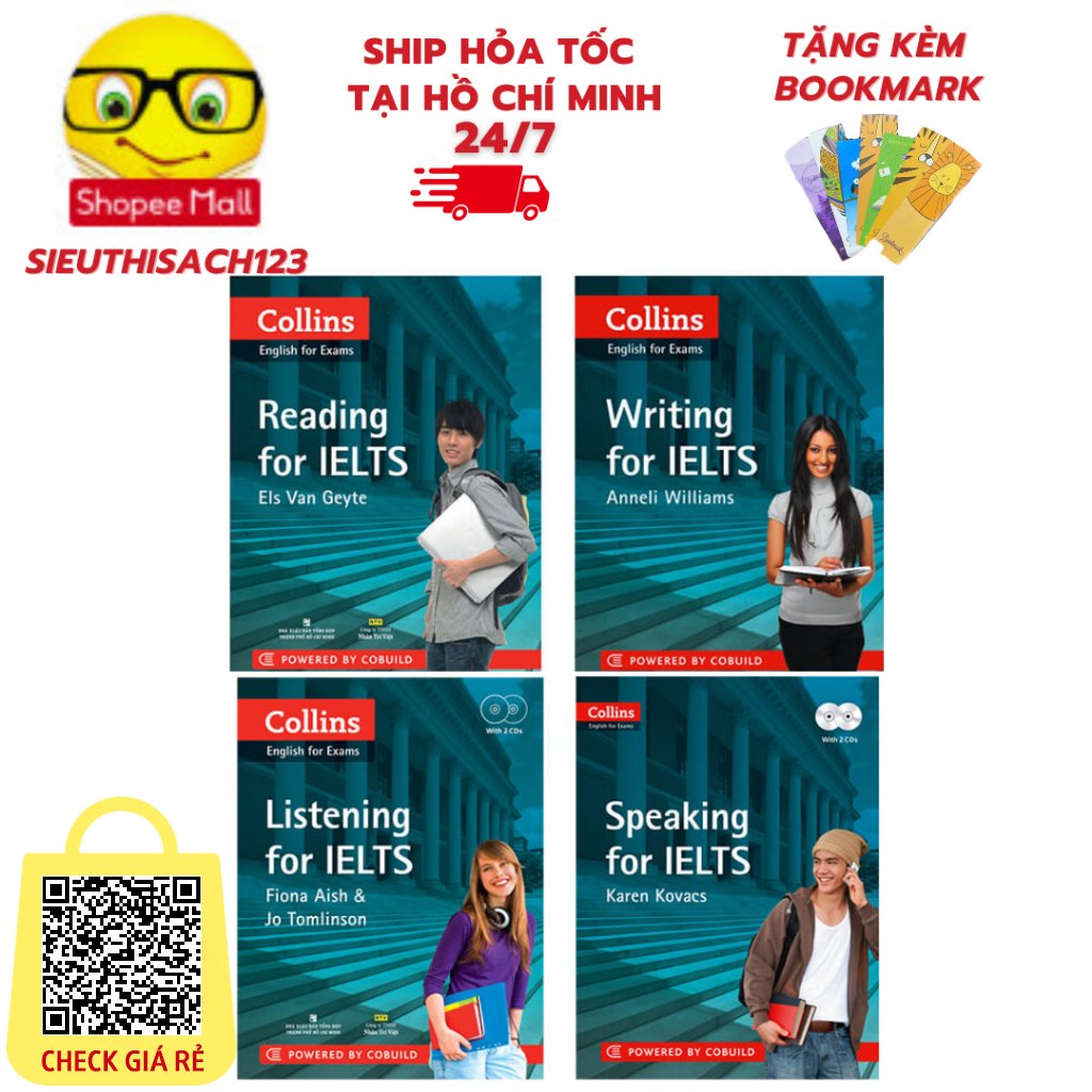 Sách Collins English for exams : Reading ,Writing, Listening,Speaking ,Vocabulary For Ielts (lẻ tùy chọn )