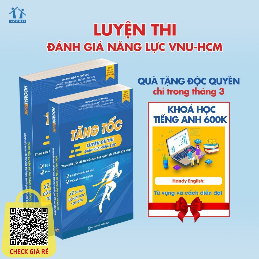 Sach Combo 2 cuon Tang toc luyen de thi Danh gia nang luc DHQG TP.HCM Ban 2024 danh cho lop 12 On luyen thi DGNL HCM