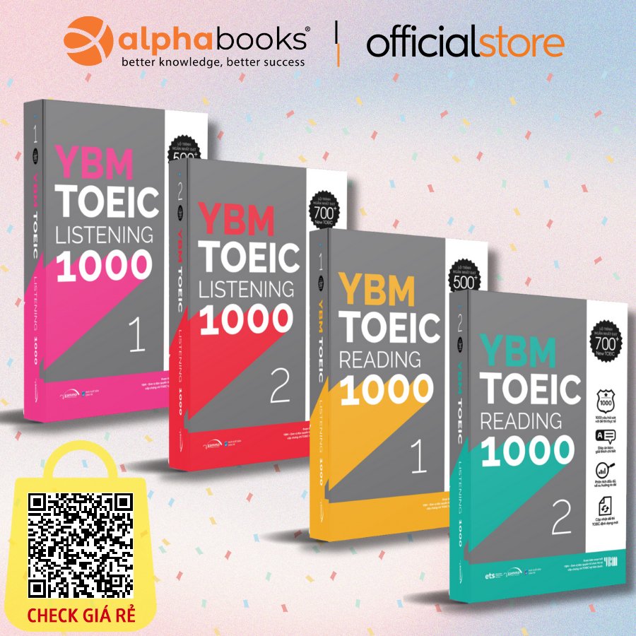 Sách > Combo YBM TOEIC 1000 (Trọn Bộ 4 Cuốn) Chinh Phục Lộ Trình Toeic 500+ Đến 700+ (Alpha Books)