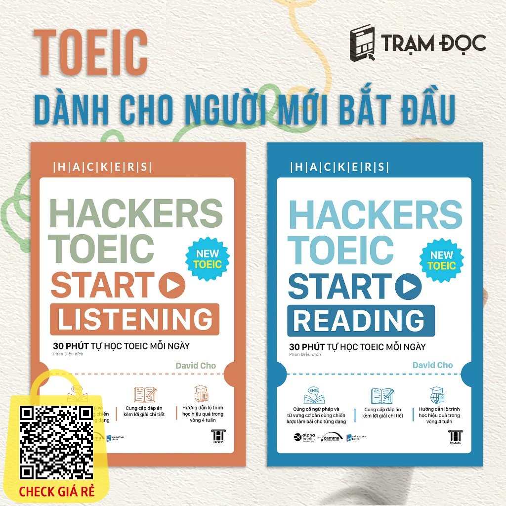 Sách Hacker TOEIC Start Listening + Start Reading ( kèm file nghe - khoá học online)