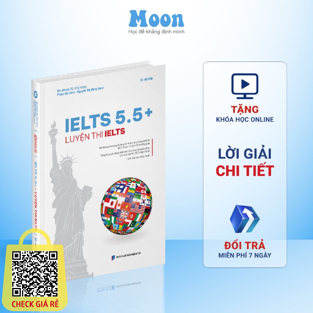 Sách IELTS 5.5+, luyện thi IELTS 4 kỹ năng cho người mới bắt đầu Moonbook