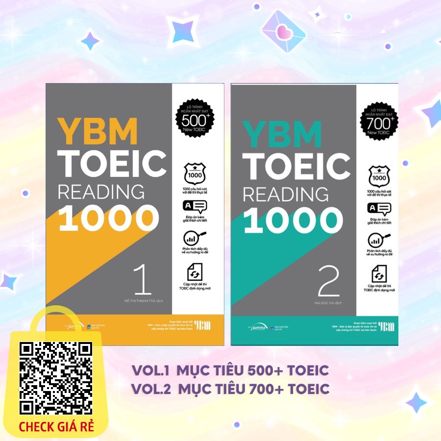 Sach (Le/2 Cuon) YBM Toeic Reading 1000 Vol 1 + Vol 2