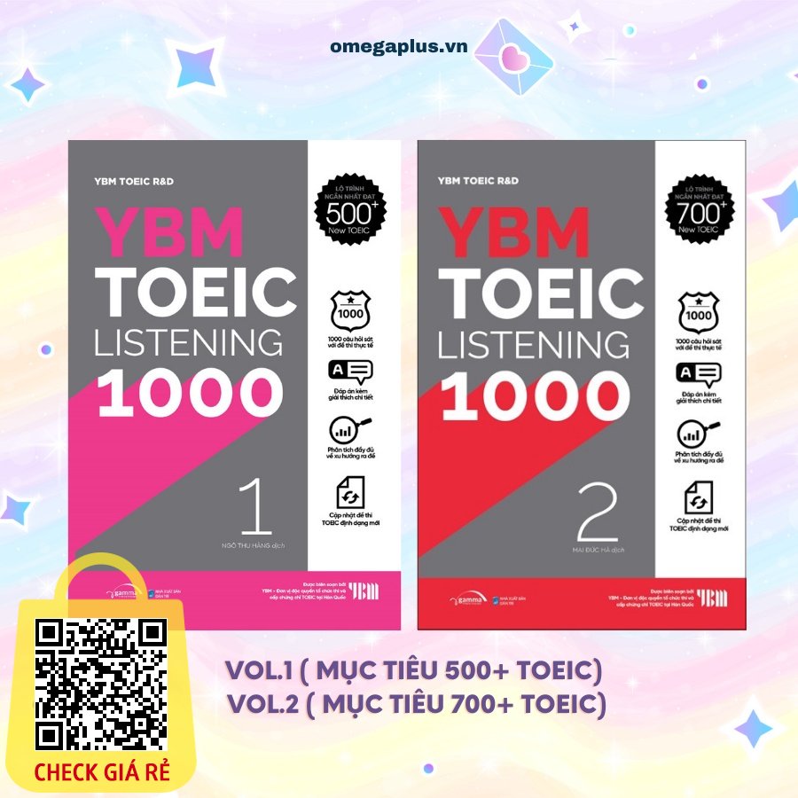 Sách: Lẻ/Combo YBM TOEIC Listening 1000 Vol.1+2