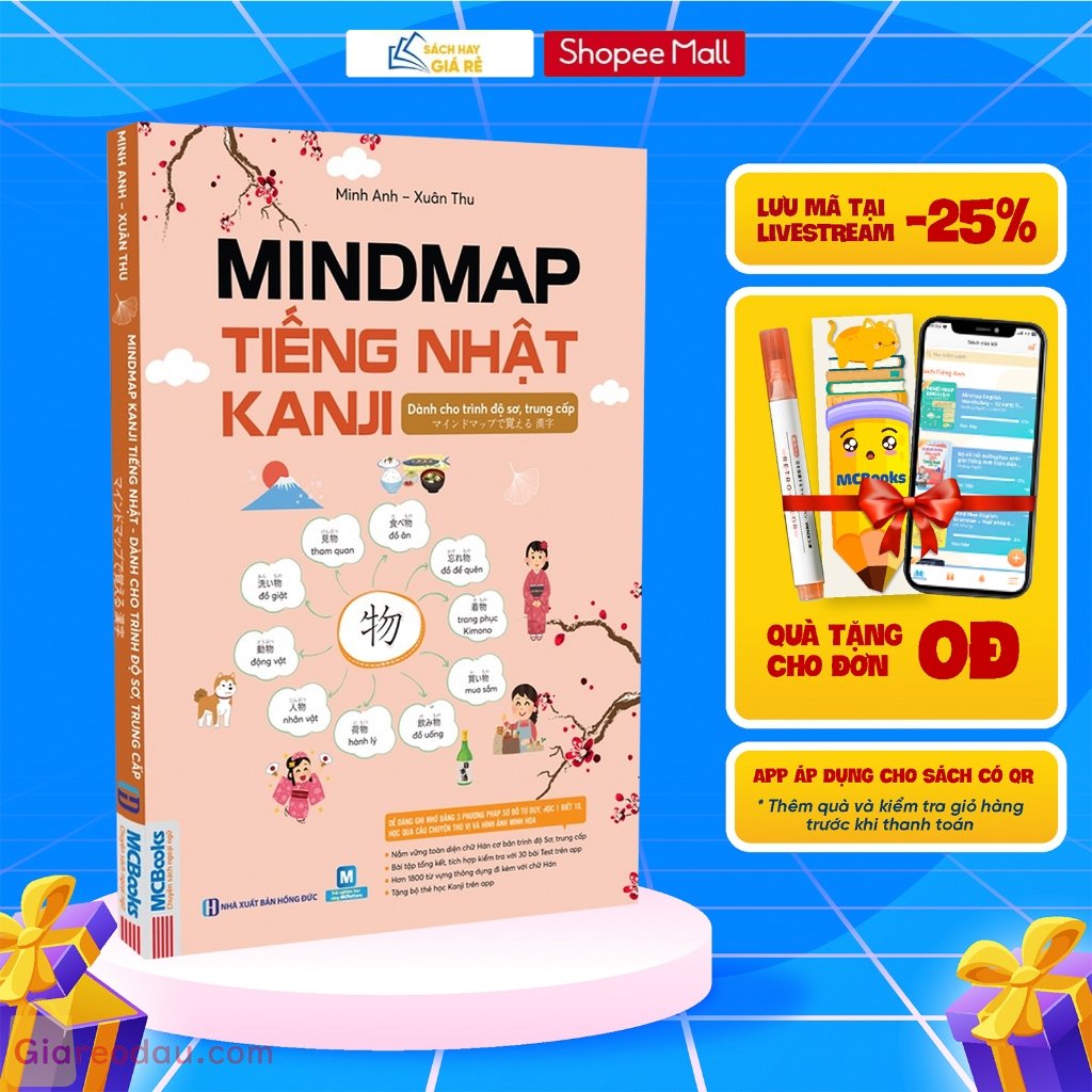 Sach Mindmap Kanji tieng Nhat – Danh cho trinh do so - trung cap - Hoc kem app
