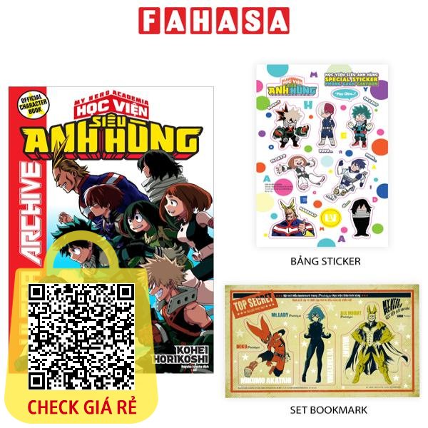 sach official character book my hero academia hoc vien sieu anh hung ultra archive tang set bookmark pvc sticker