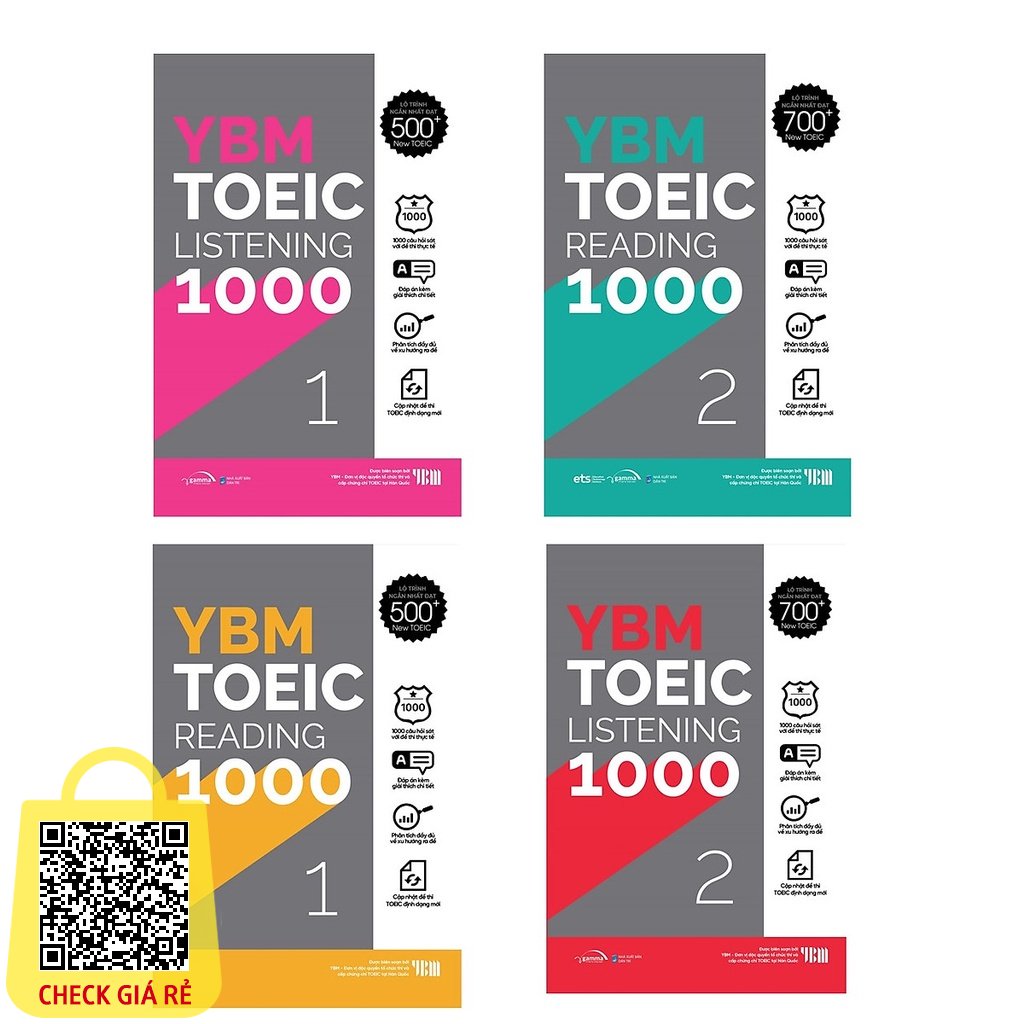 Sách YBM TOEIC 1000 4 Vol (Trọn Bộ 4 Cuốn): YBM TOEIC Reading 1000 + YBM TOEIC Listening 1001