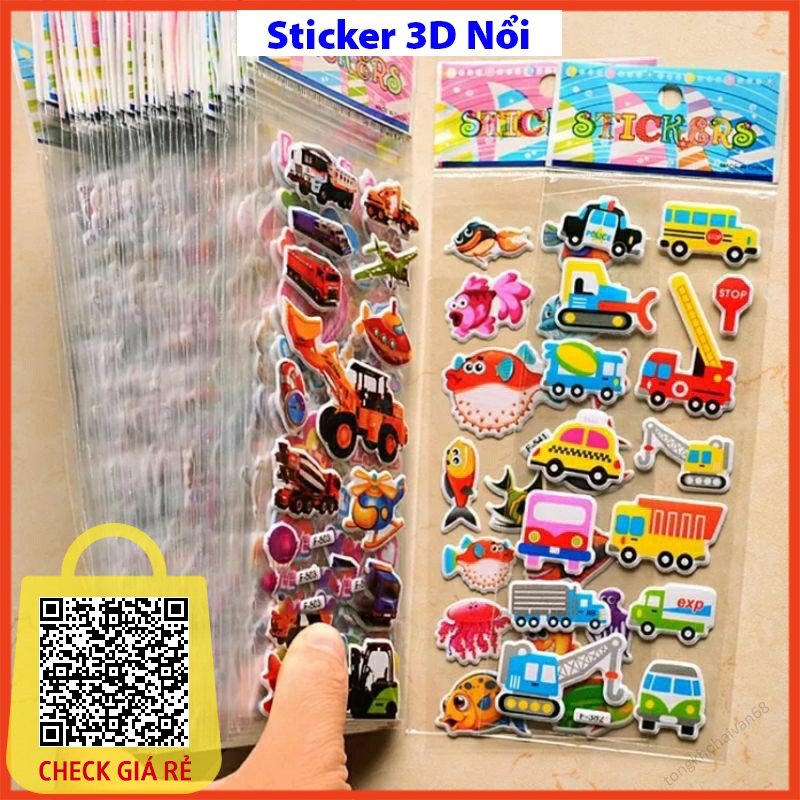 Sticker trang trí 3D nổi hình dán sổ sách - điện thoại - giá kệ quà tặng dành cho bé - chống thấm nước nhiều hình đa dạng