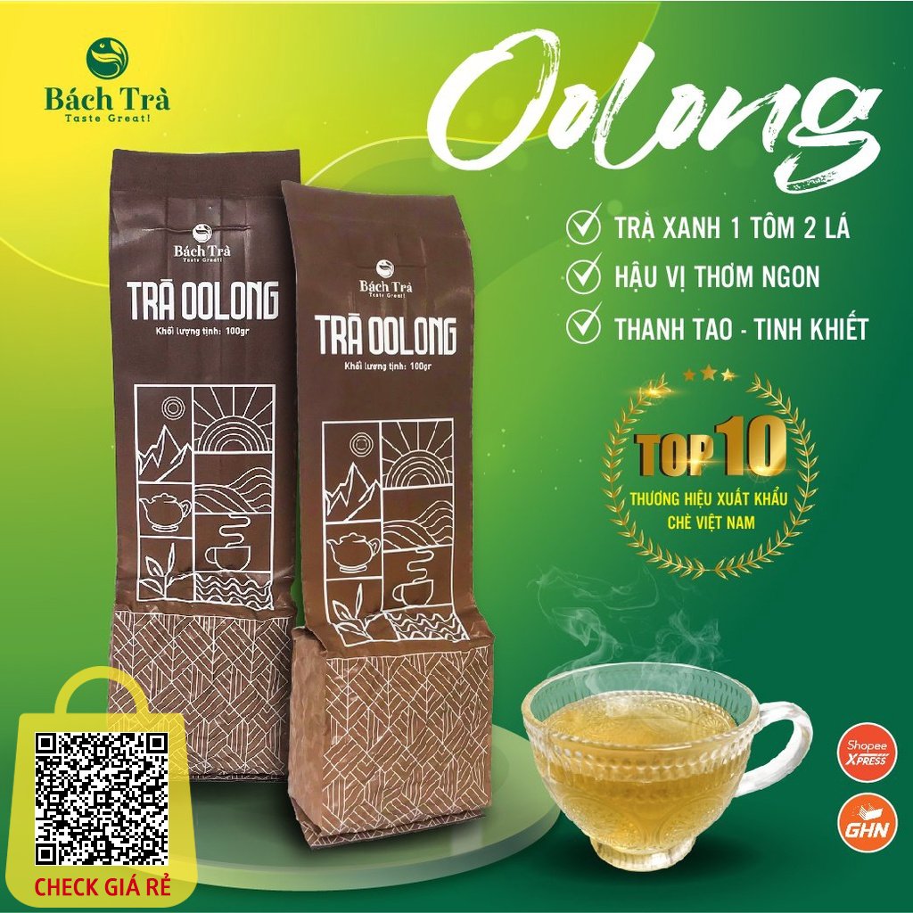Trà Oolong Bách Trà búp trà cao cấp lên men bán phần đóng gói túi hút chân không theo kích thước 100g/200g