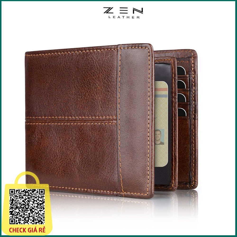 ví nam Zen07, bóp nam da bò cao cấp, ví da nam dáng ngang thiết kế nhiều ngăn đựng tiền thẻ, bh 06 tháng Zen Leather
